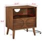 Hearth and Haven Nightstand with Charging Station USB Ports and Outlet Hole in Walnut Brown, , large