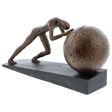 Maple and Jade People Decorative Sculpture with Ball in Satin Brown, , large