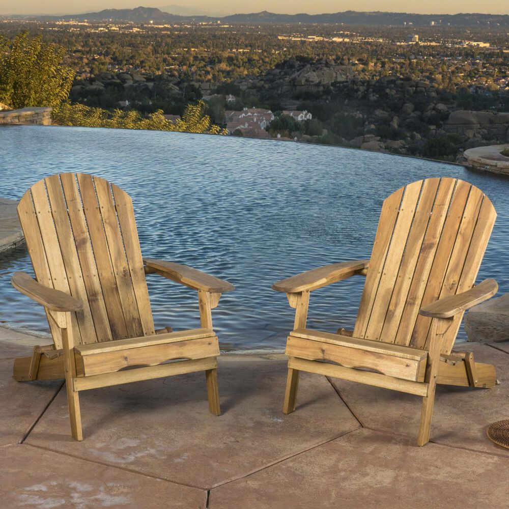 Noble House Hayle Patio Adirondack Chair in Natural Stained &#40;Set of 2&#41;, , large