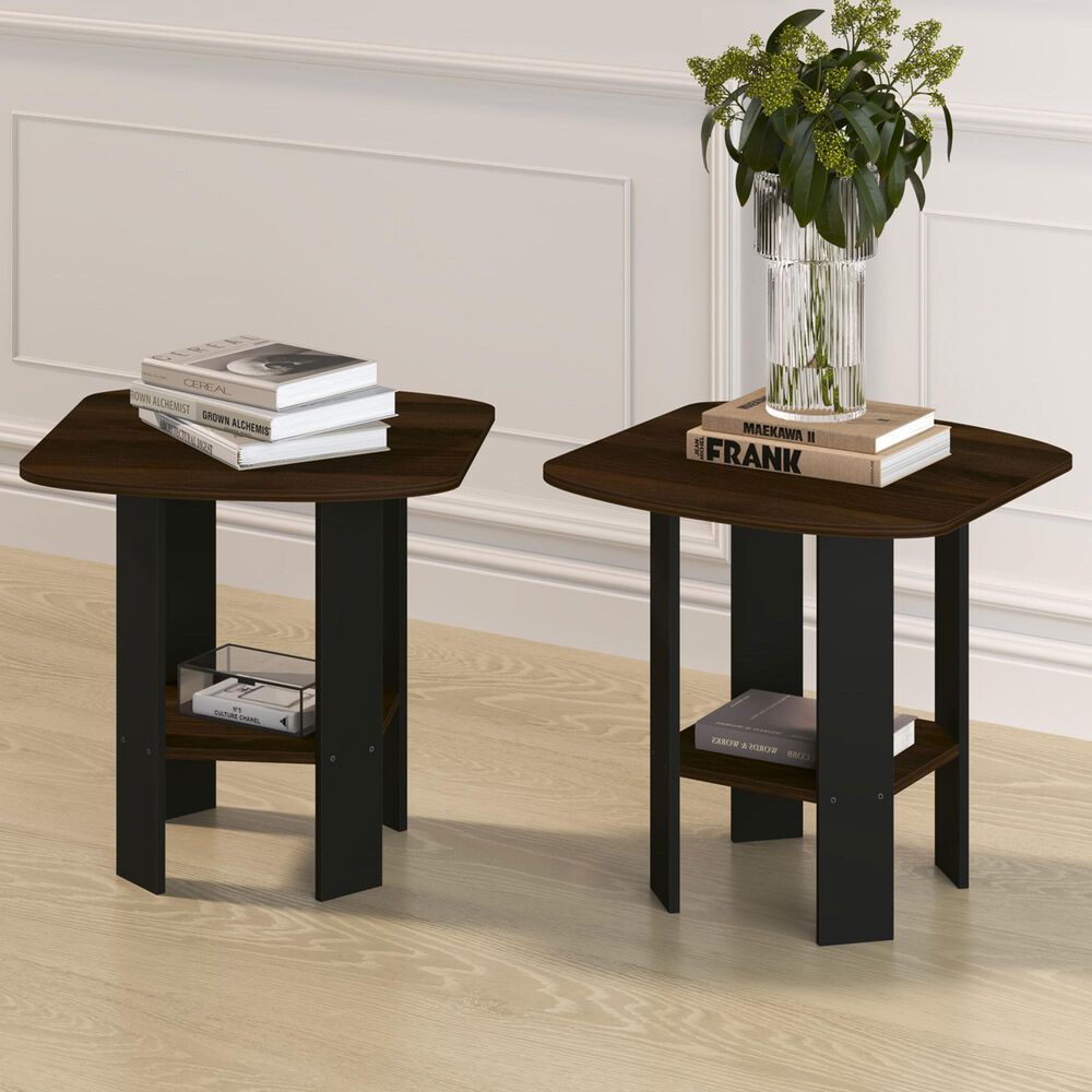 HOMLUX End Table in Columbia Walnut and Black (Set of 2), , large