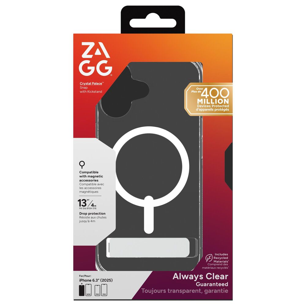 Zagg Crystal Palace Snap Case with Kickstand for Apple iPhone 17 in Clear, , large