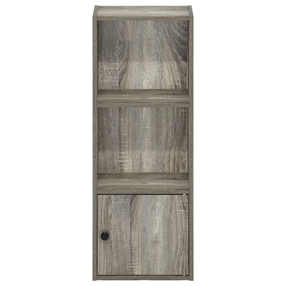 HOMLUX 3-Tier Shelf Bookcase with Door Storage Cabinet in French Oak, , large