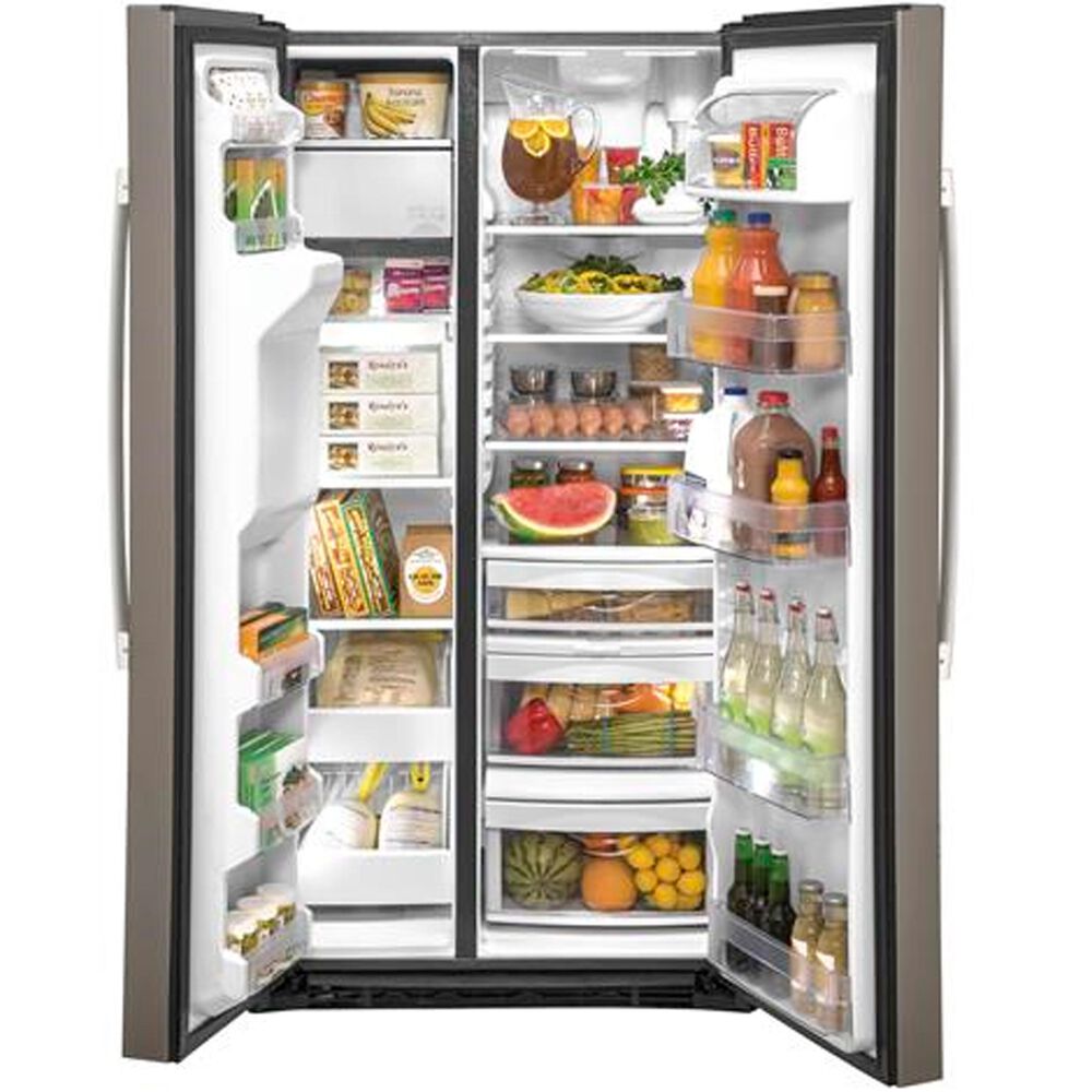 GE Appliances 21.8 Cu. Ft. Counter Depth Side by Side Refrigerator in Slate, , large