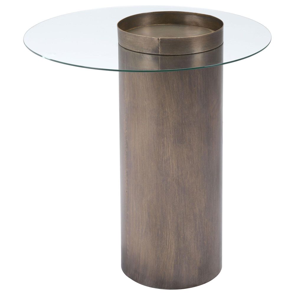 Zuo Modern Emi End Table in Antique Gold and Glass, , large