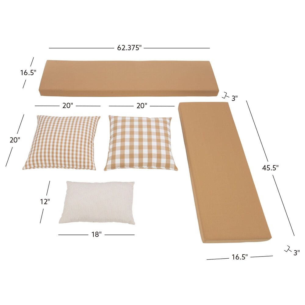 Linon Home Decor Tobin 5-Piece Nook Cushion Set in Beige, , large