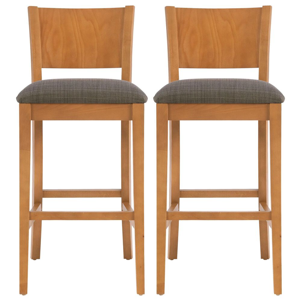 Linon Home Decor Talabis Bar Stool with Grey Cushion in Brown (Set of 2), , large