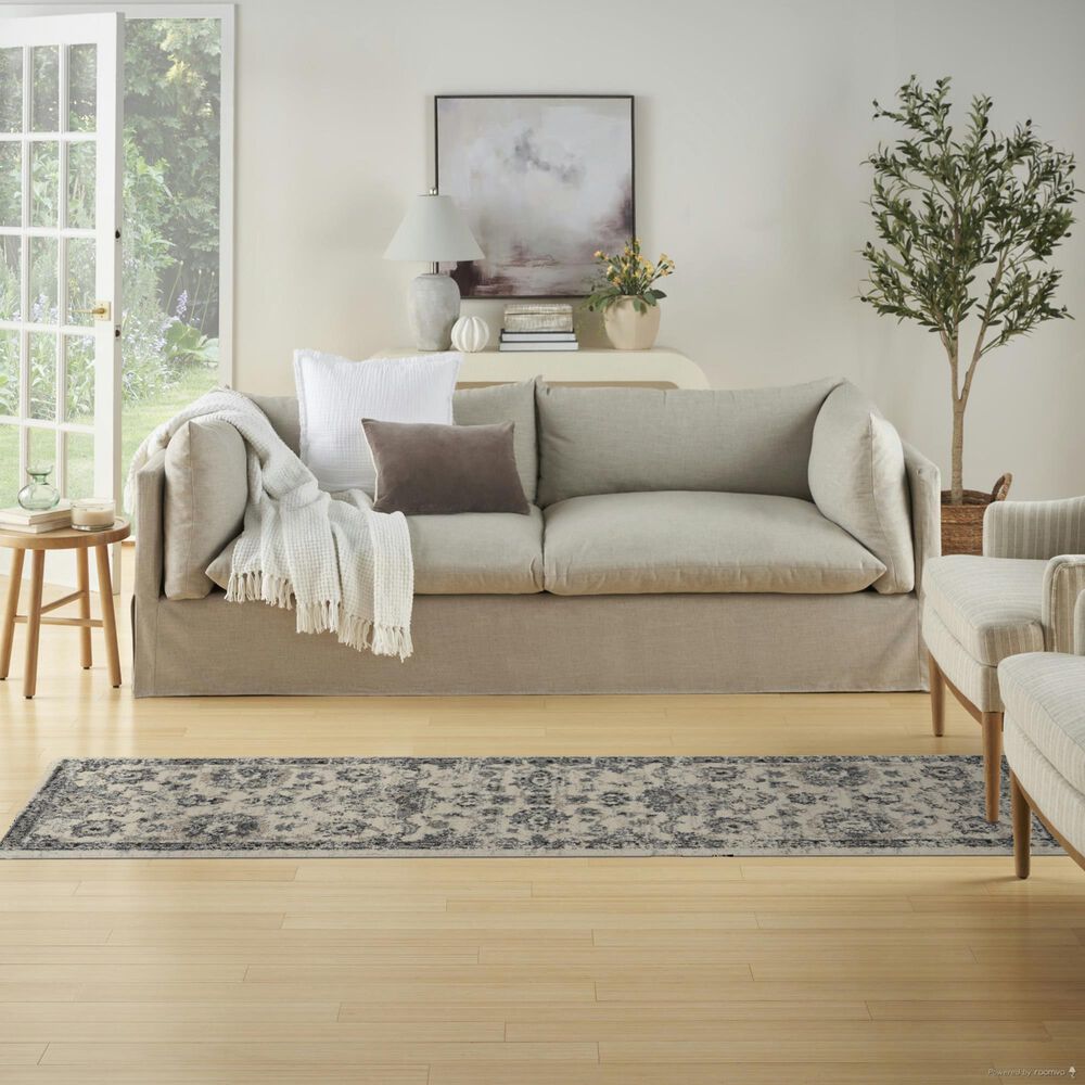 Nourison Fusion Cream and Gray 2&#39;2&quot; x 7&#39;6&quot; Runner, , large