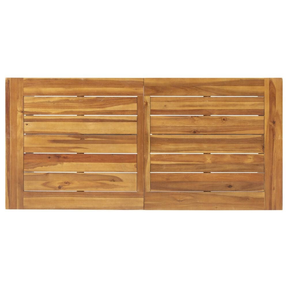 Hearth and Haven Outdoor Acacia Wood Metal Base Dining Table in Teak, , large