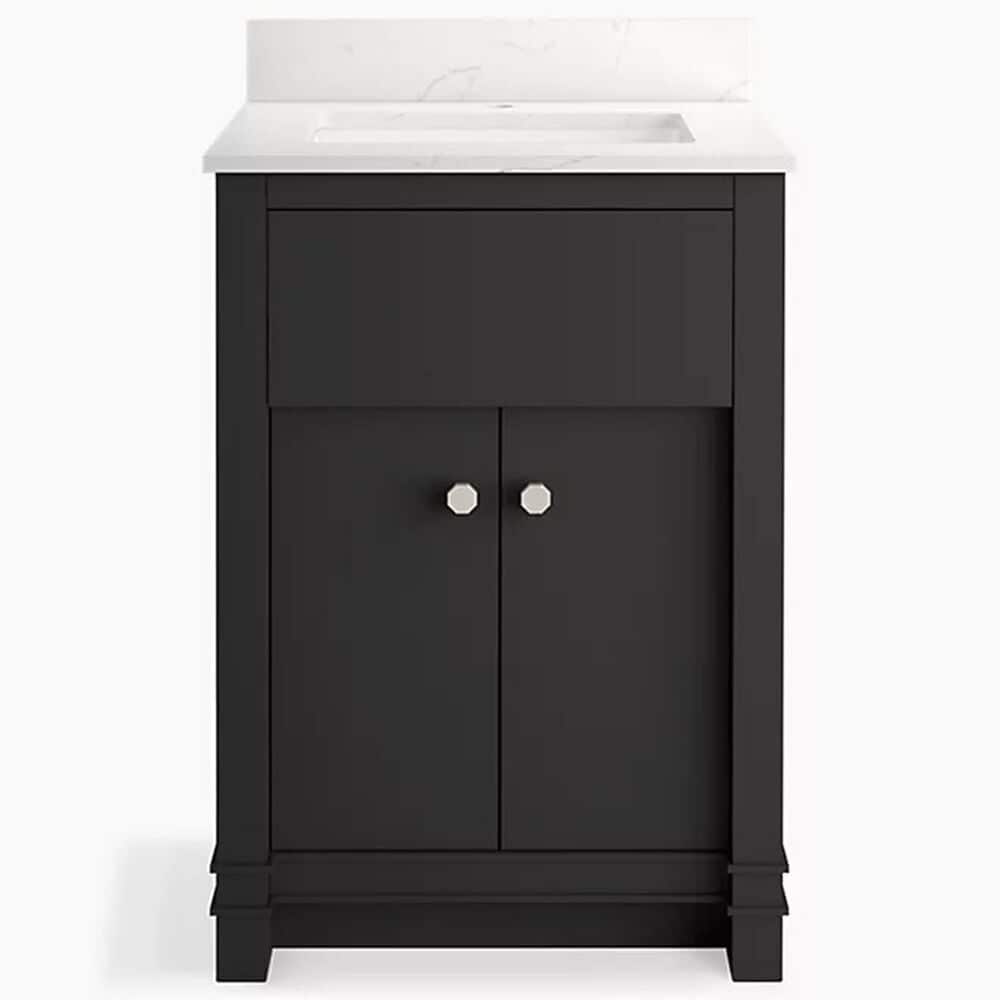 Kohler Alouette 24" Single Bathroom Vanity in Ferrous Grey with 2 cm White Quartz Top and Rectangular Sink, , large