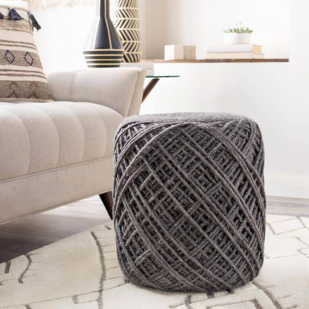 Surya Xena Pouf in Charcoal, , large