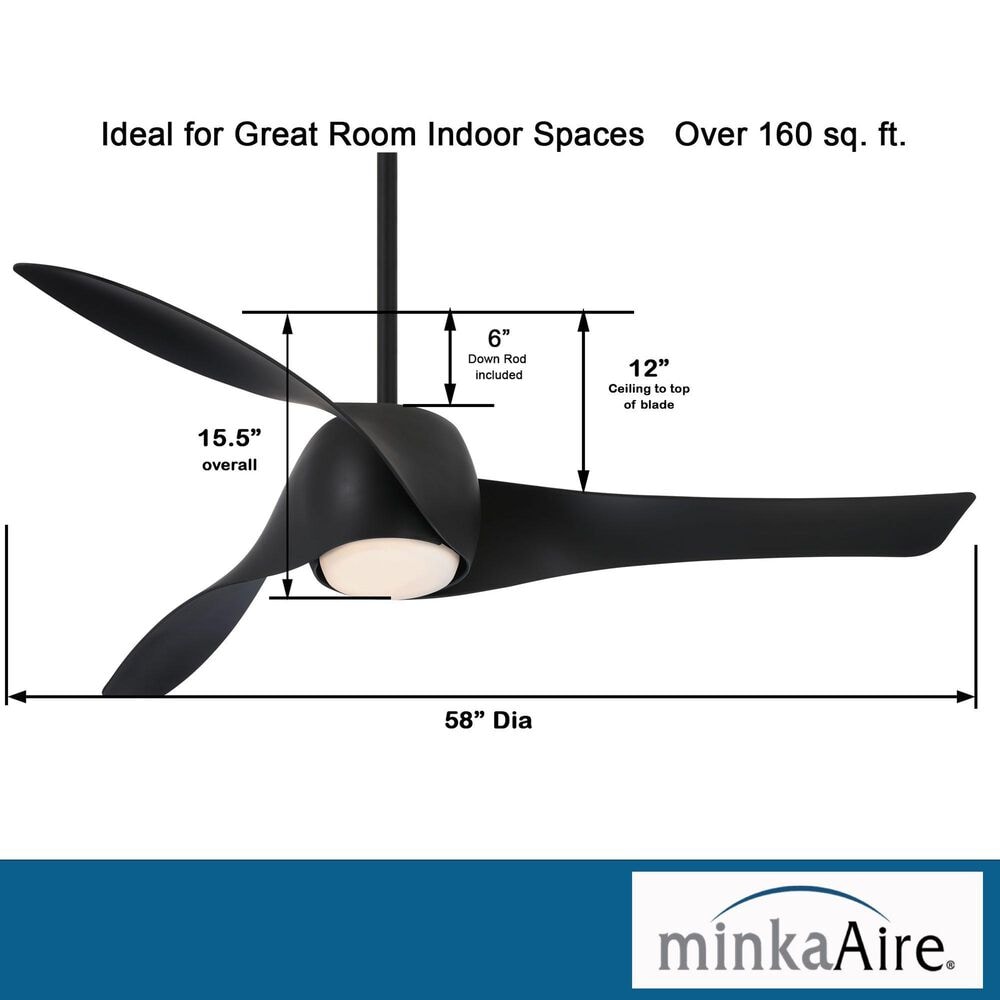 Minka-Aire Artemis 58" Smart Celling Fan with LED Light in Coal, , large