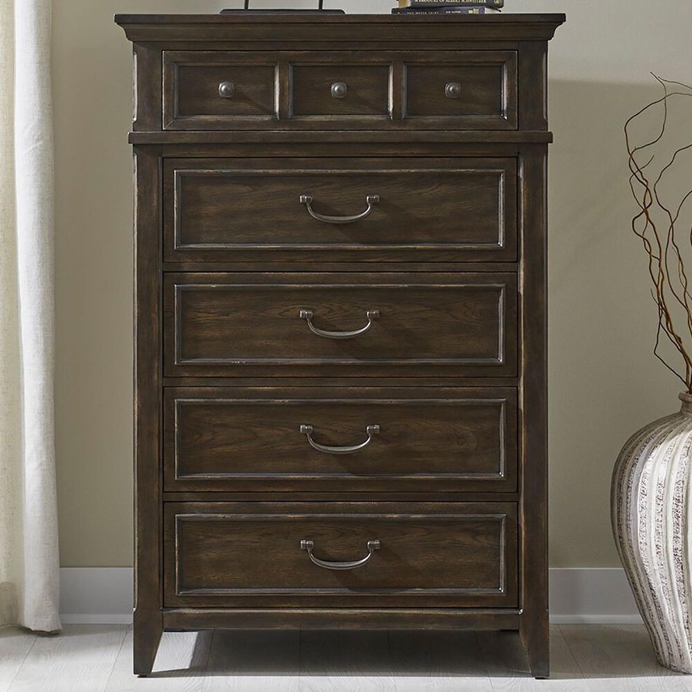Belle Furnishings Paradise Valley 5-Drawer Chest in Saddle Brown, , large