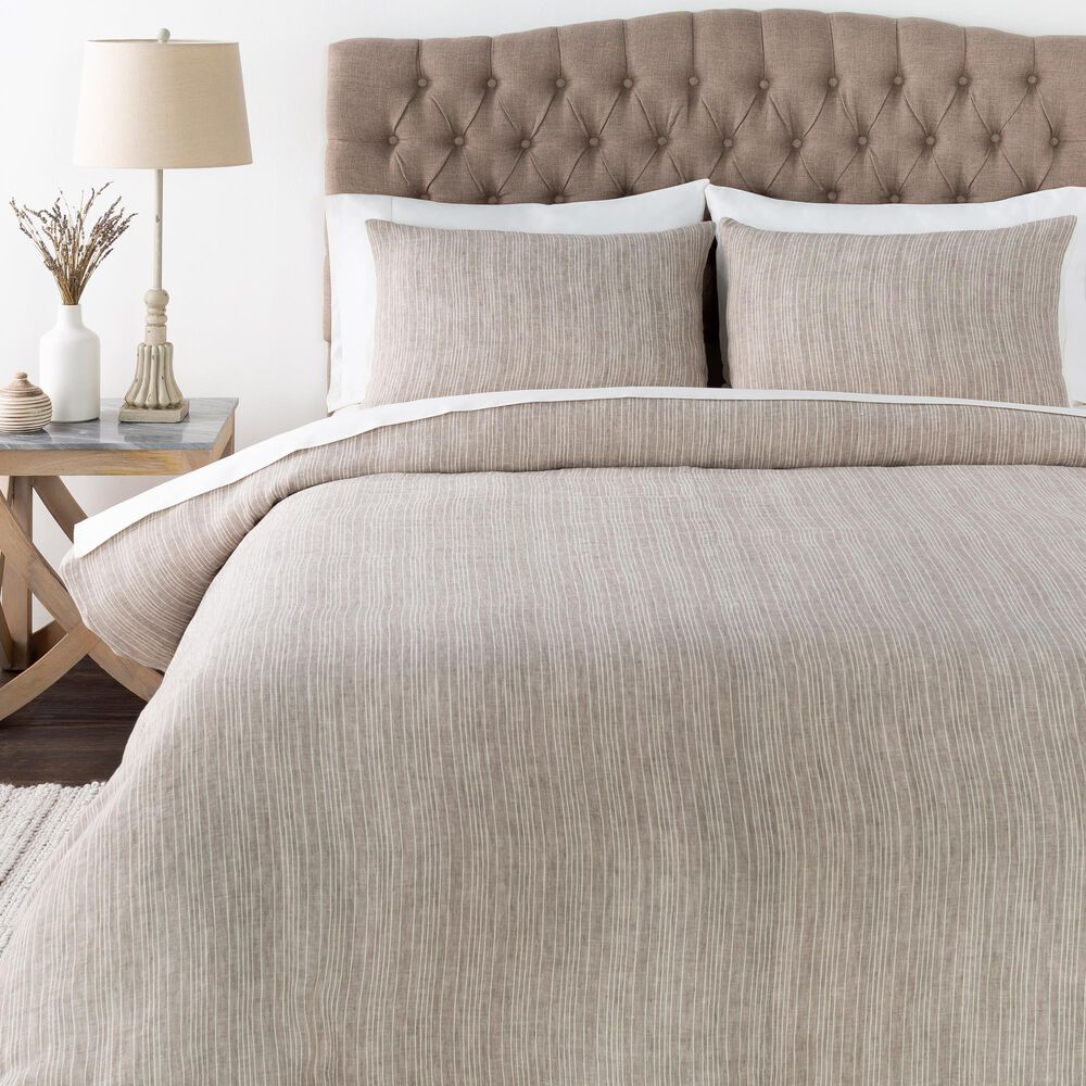 Surya Cameron 3-Piece Full/Queen Duvet Set in Cream and Tan, , large