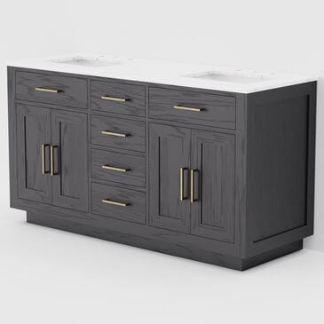 Lexora Home Abbey 60" Double Bathroom Vanity in Black Oak with 2 cm White Carrara Marble Top and Rectangular Sinks, , large