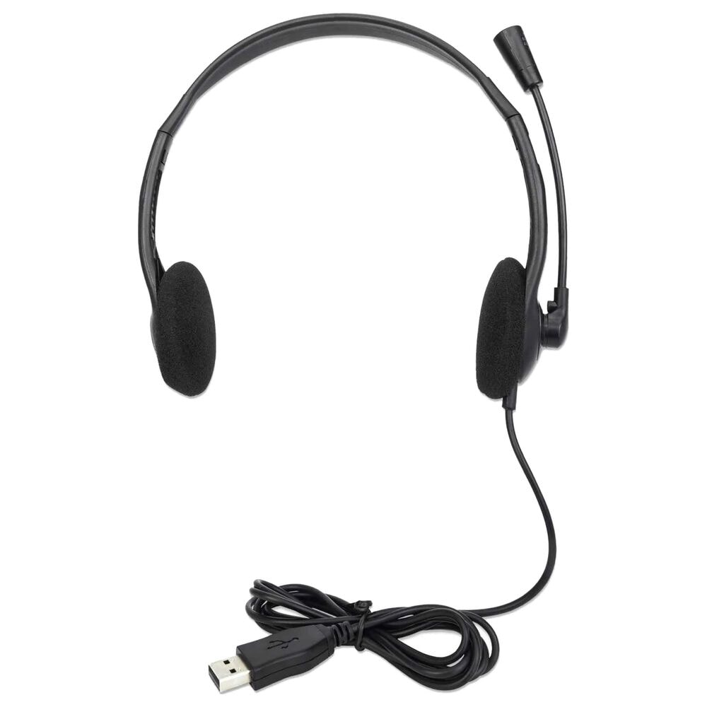 Manhattan Stereo USB-A On-Ear Headset in Black, , large