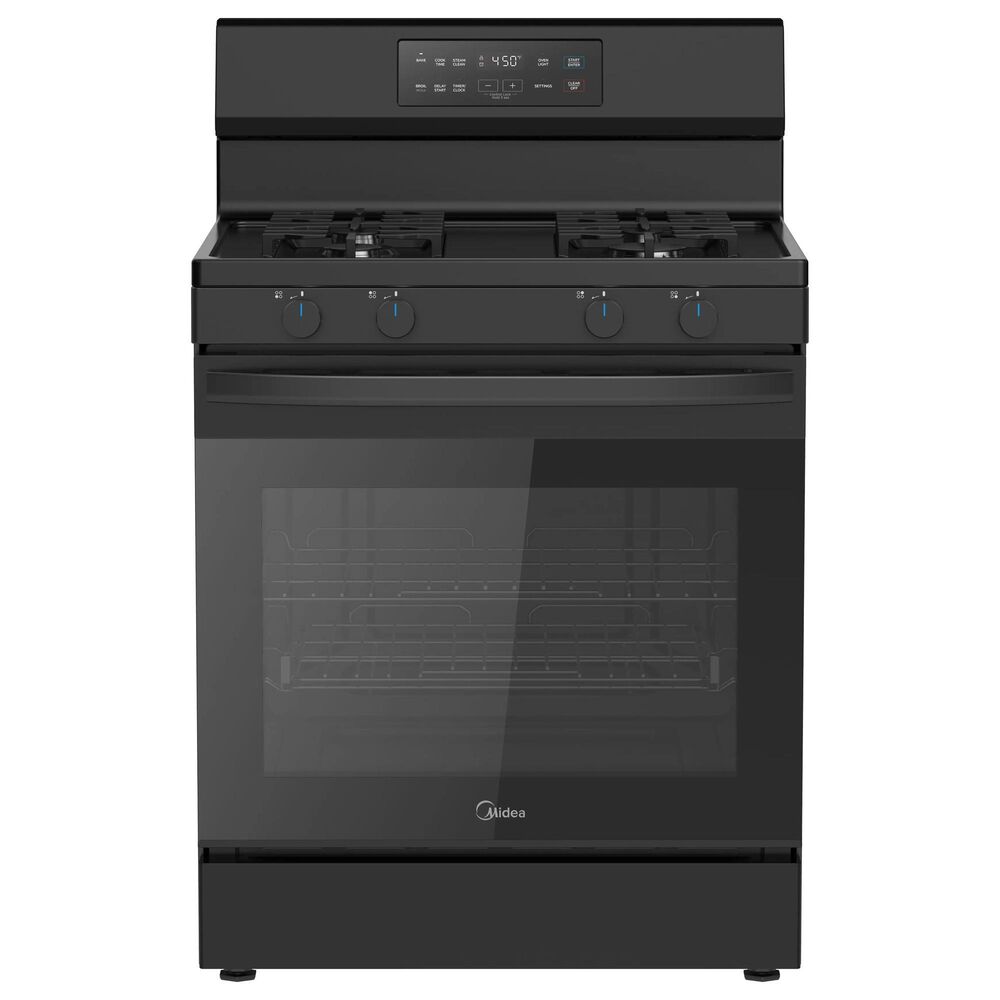 Midea 6.1 Cu. Ft. 4-Burner Freestanding Gas Range with Steam Cleaning in Black, , large