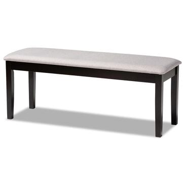 Baxton Studio Teresa Dining Bench with Grey Cushion in Dark Brown, , large
