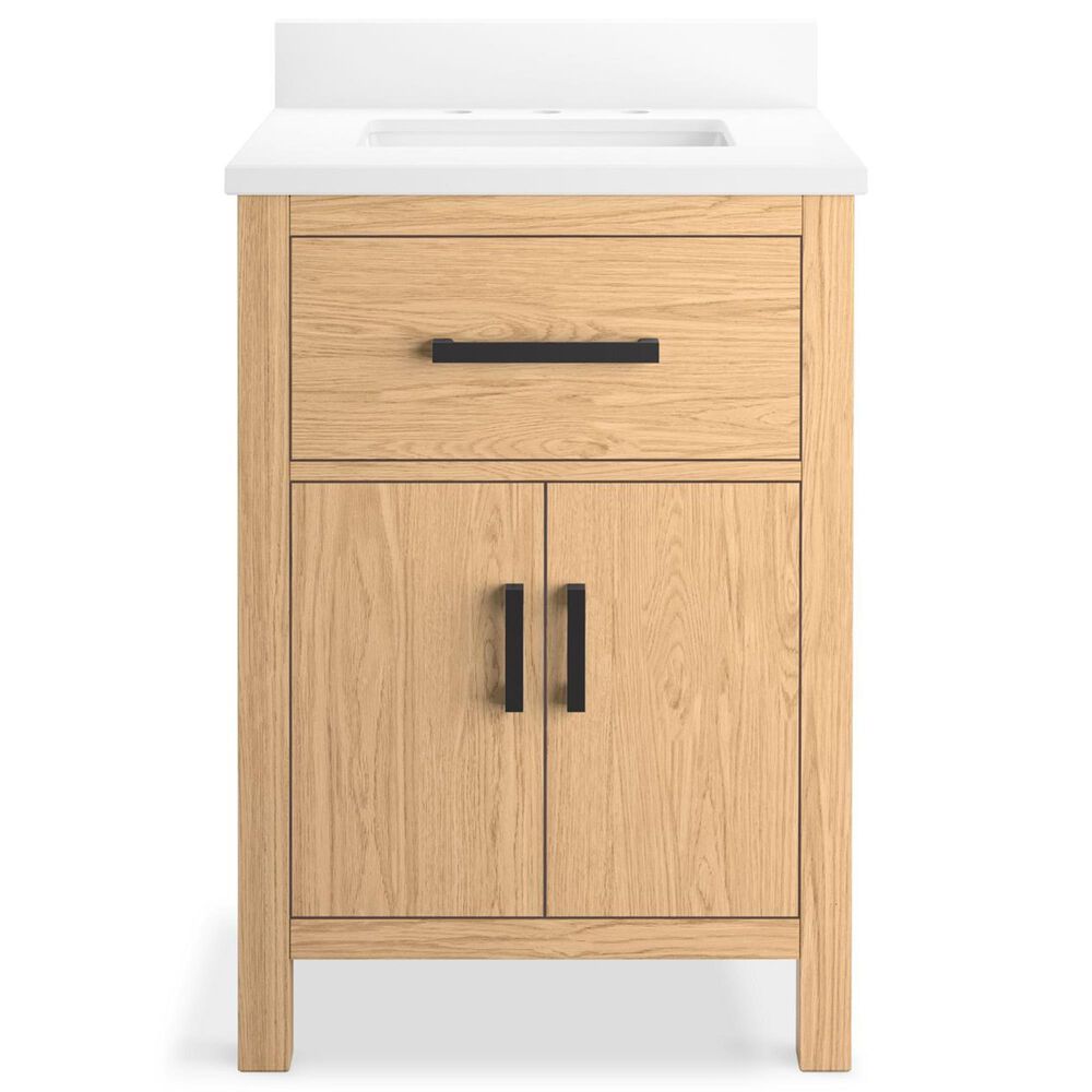 Kohler Kresla 24" Single Bathroom Vanity in Light Oak with 3 cm White Quartz Top and Rectangular Sink, , large