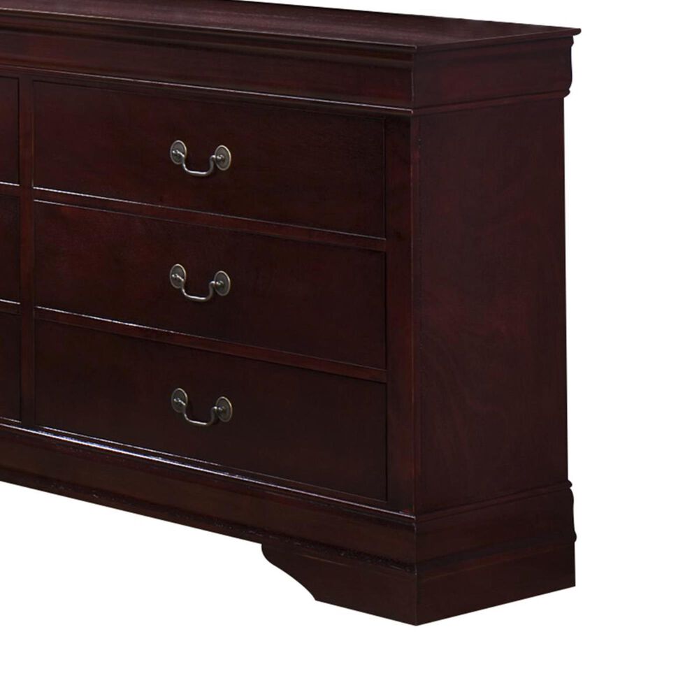 Crown Mark Louis Philip 6 Drawer Dresser in Cherry, , large