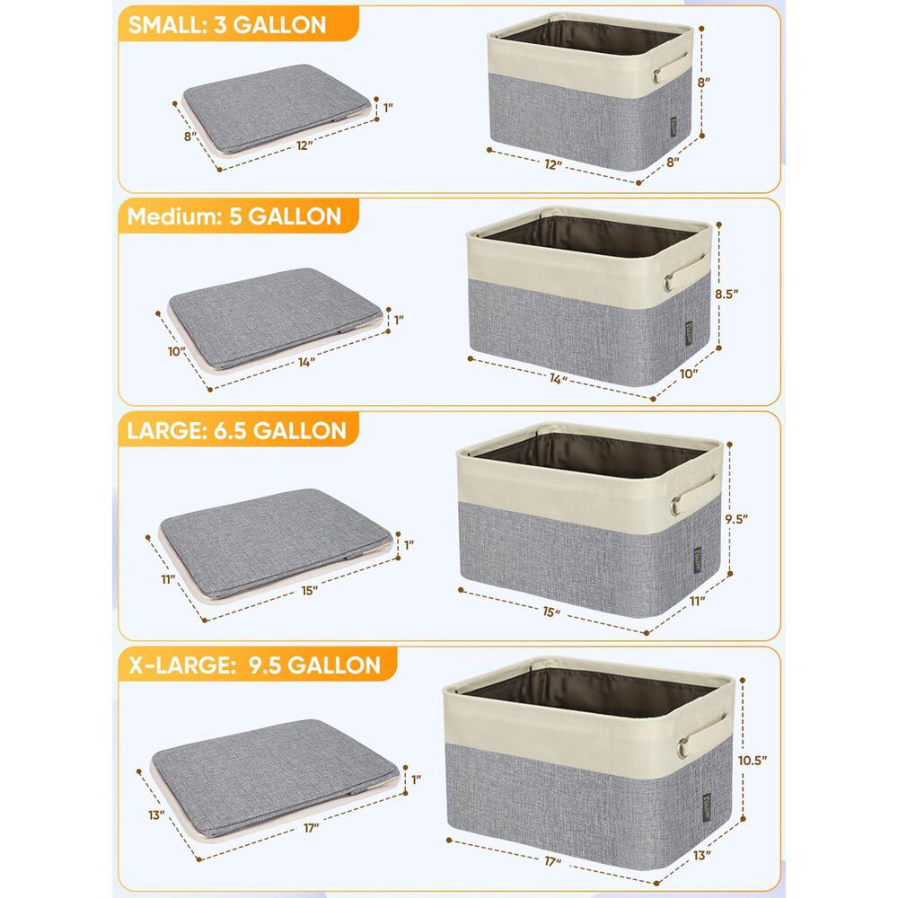 HOMLUX Small Fabric Closet Storage Bin in Grey, , large