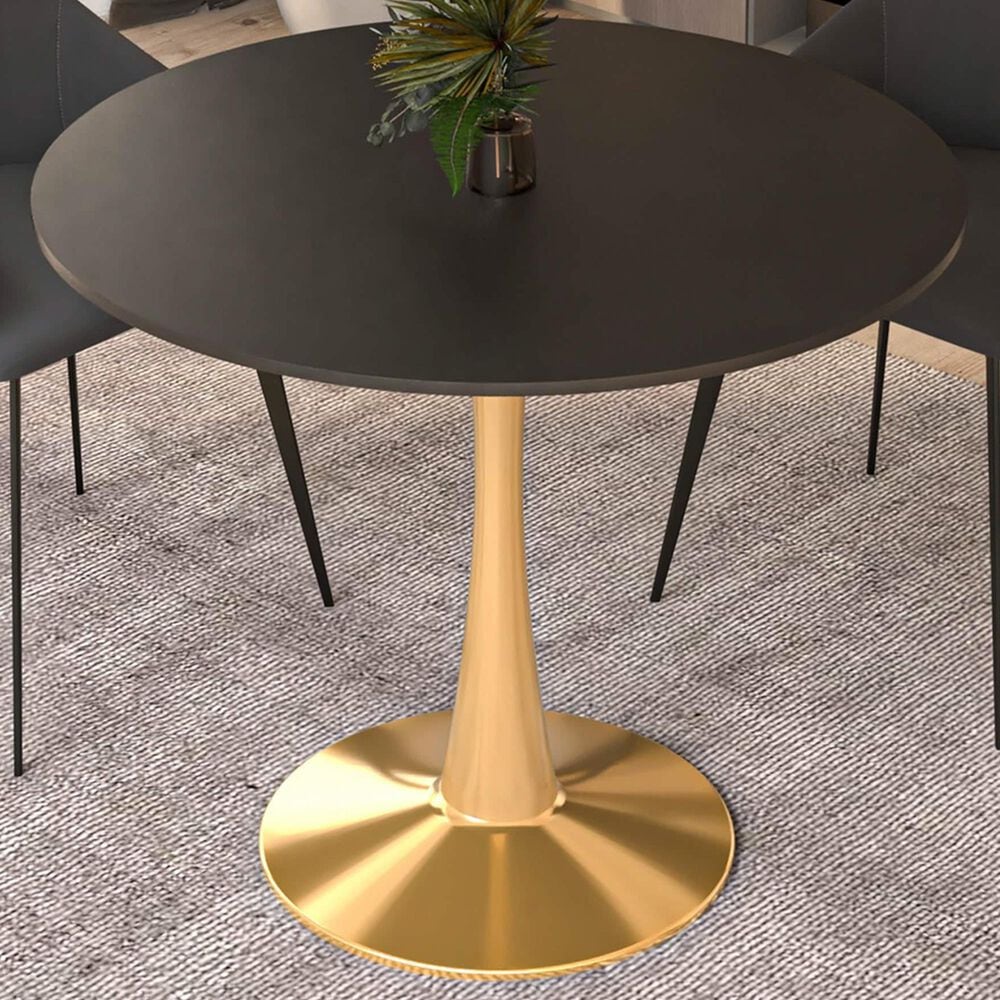Leisuremod Leisuremod Bristol 31 round dining table Gold Base With Black Top, , large