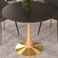 Leisuremod Leisuremod Bristol 31 round dining table Gold Base With Black Top, , large