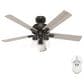 Hunter Hartland 52" Clear Seeded Ceiling Fan with LED Lights in Noble Bronze, , large