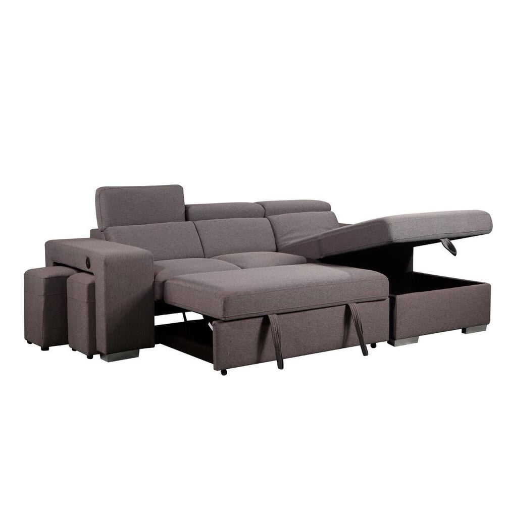 Amalfi Home Furniture Positano 2-Piece Sleeper Sectional in Urban Pepper, , large