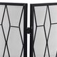Maple and Jade Geometric Foldable Three Panel Fireplace Screen with Mesh Netting in Matte Black, , large