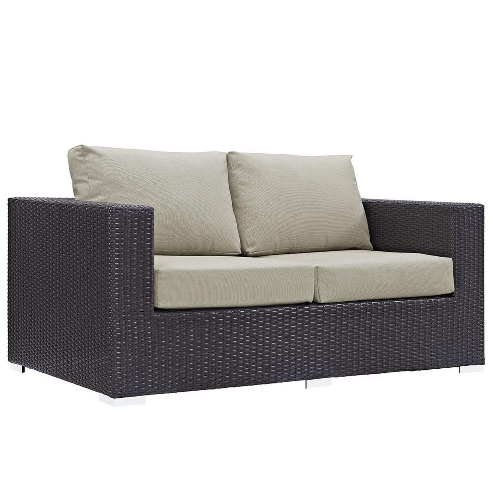 Modway Convene Outdoor Patio Loveseat in Espresso and Beige, , large