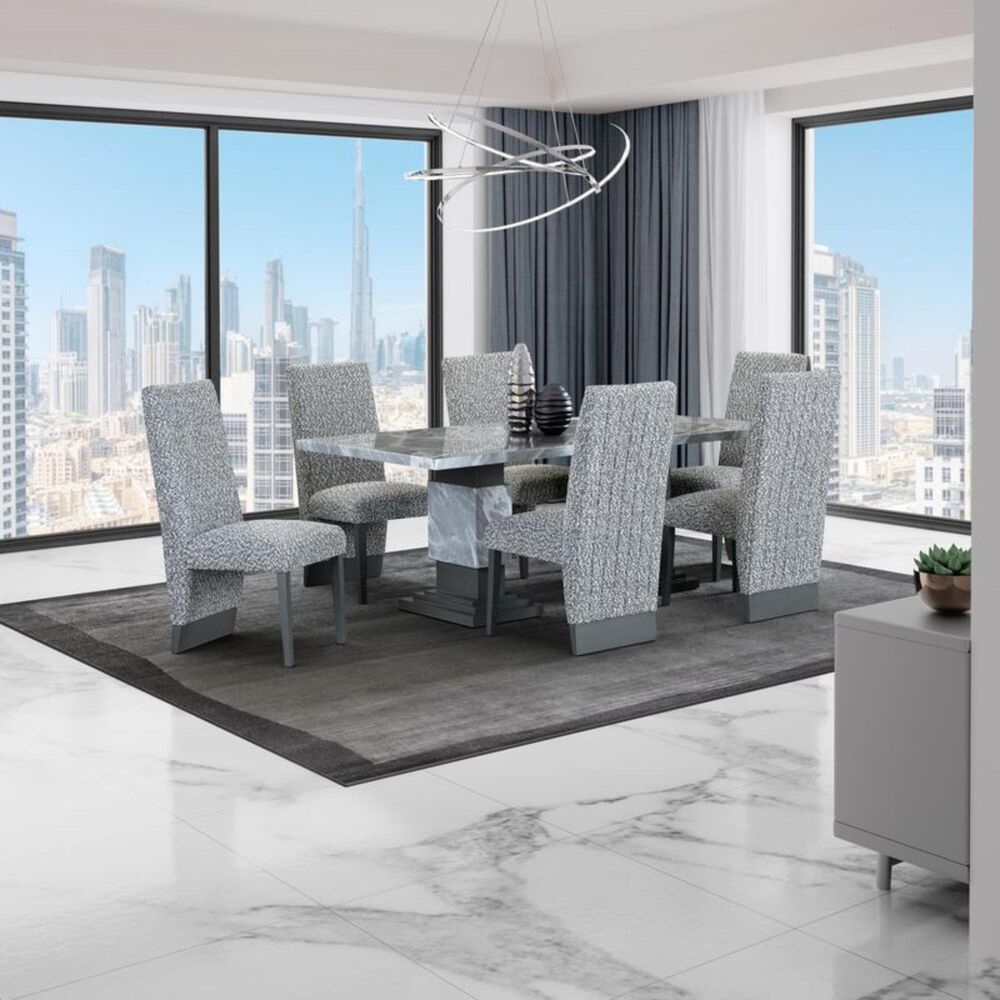 Global Furniture USA Double Pedestal Rectangular Dining Table in Grey  - Table Only, , large