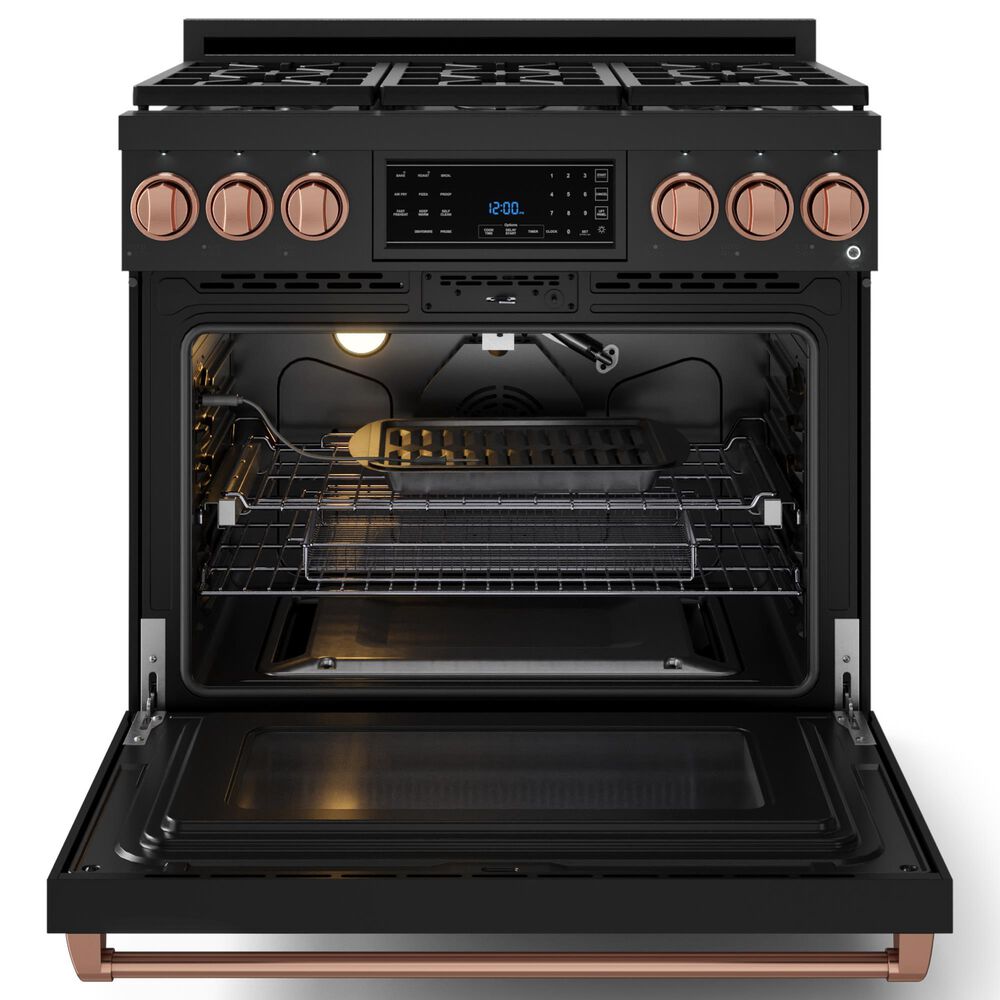 THOR KITCHEN Gordon Ramsay 6 Cu. Ft. 36&quot; Professional Natural Gas Range with Rose Gold Handle Kit in Black, , large