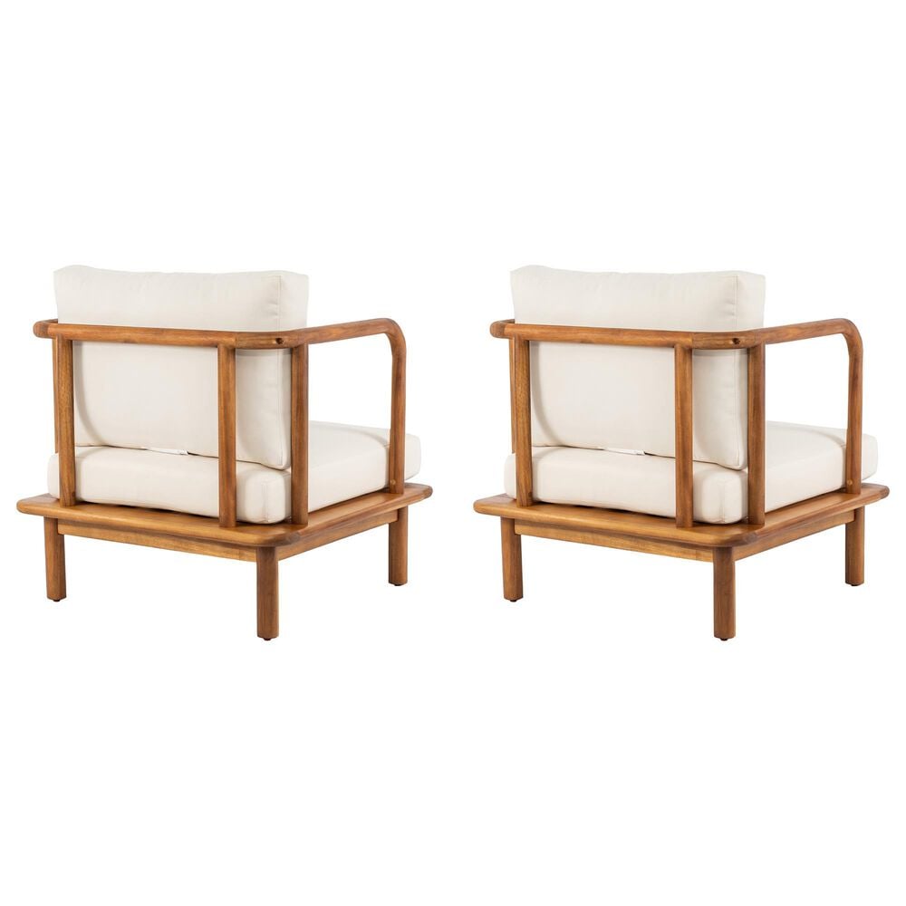 Hearth and Haven Canape Outdoor Club Chair with Curved Arms and Cushions in Cream (Set of 2), , large
