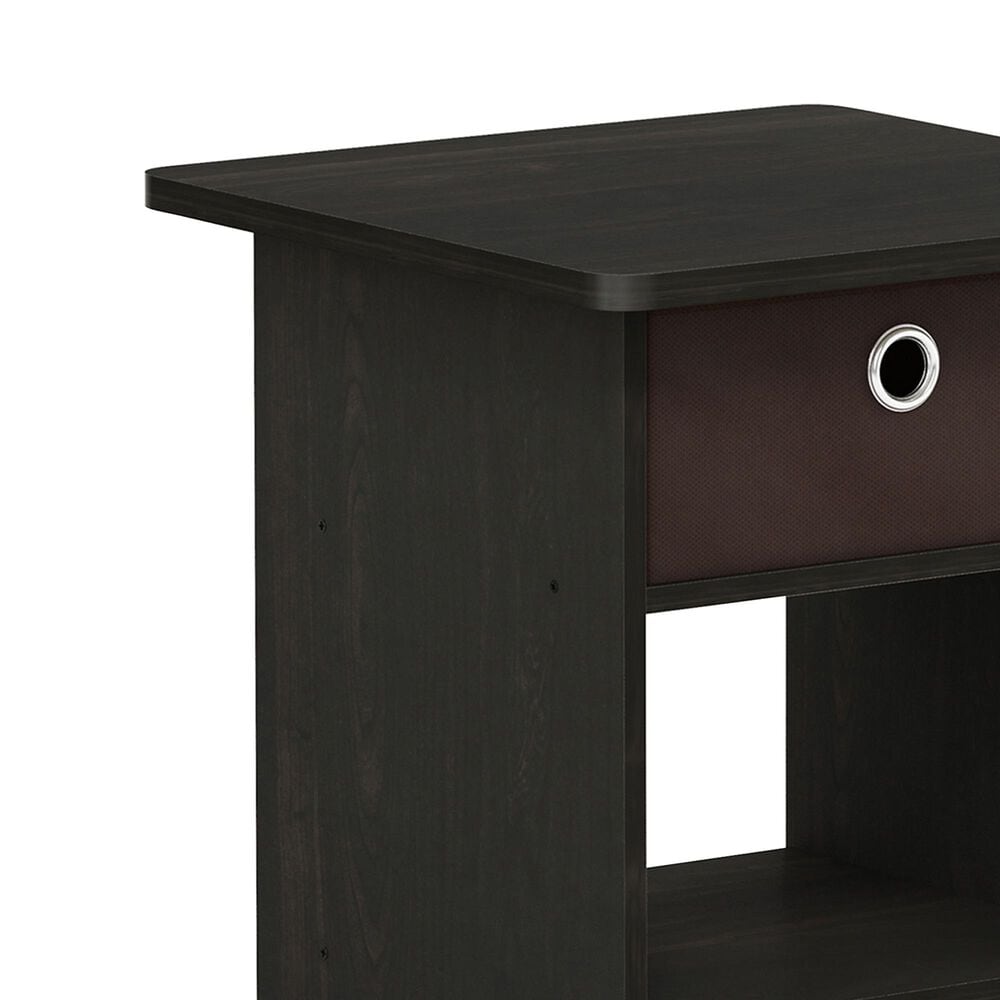 HOMLUX 1-Drawer Modern Nightstand with Open Shelf in Espresso, , large