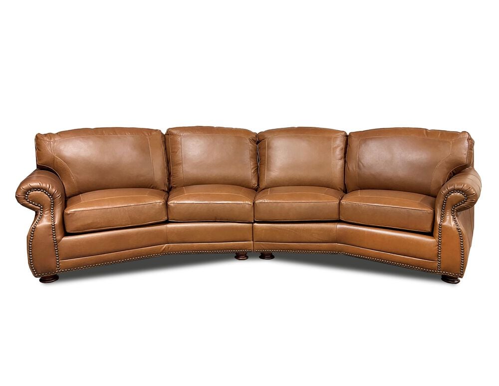 USA PREMIUM LEATHER 2-Pieces Stationary Leather Sectional in Acorn and Croc, , large
