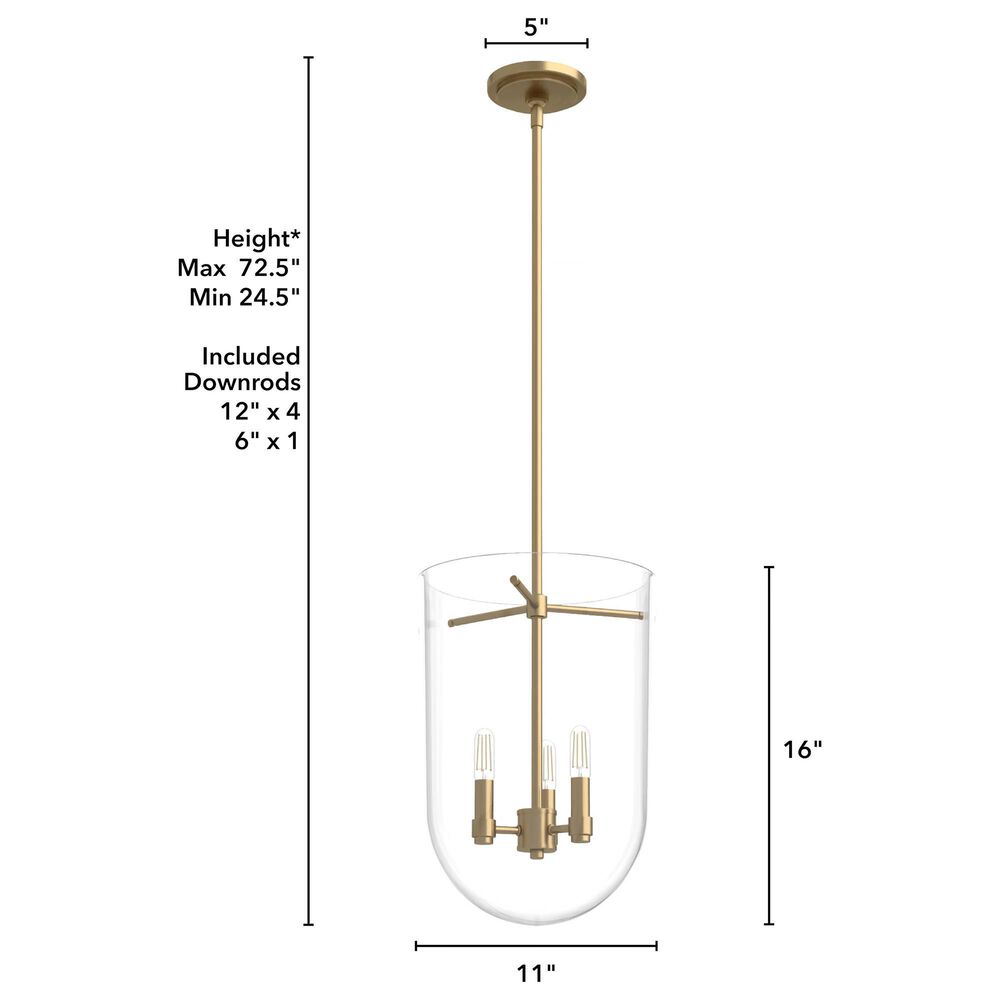 Hunter Sacha 3-Light Cloche Pendant in Alturas Gold, , large