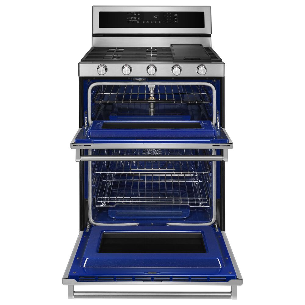 KitchenAid 2-Piece Kitchen Package with 6 Cu. Ft. Freestanding Gas Range and 1.1 Cu. Ft. Over-The-Range Microwave Oven in Stainless Steel, , large