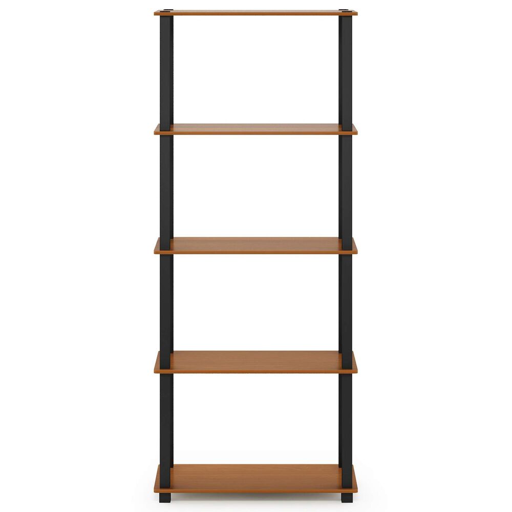 HOMLUX 5-Tier Display Rack in Light Cherry and Black, , large