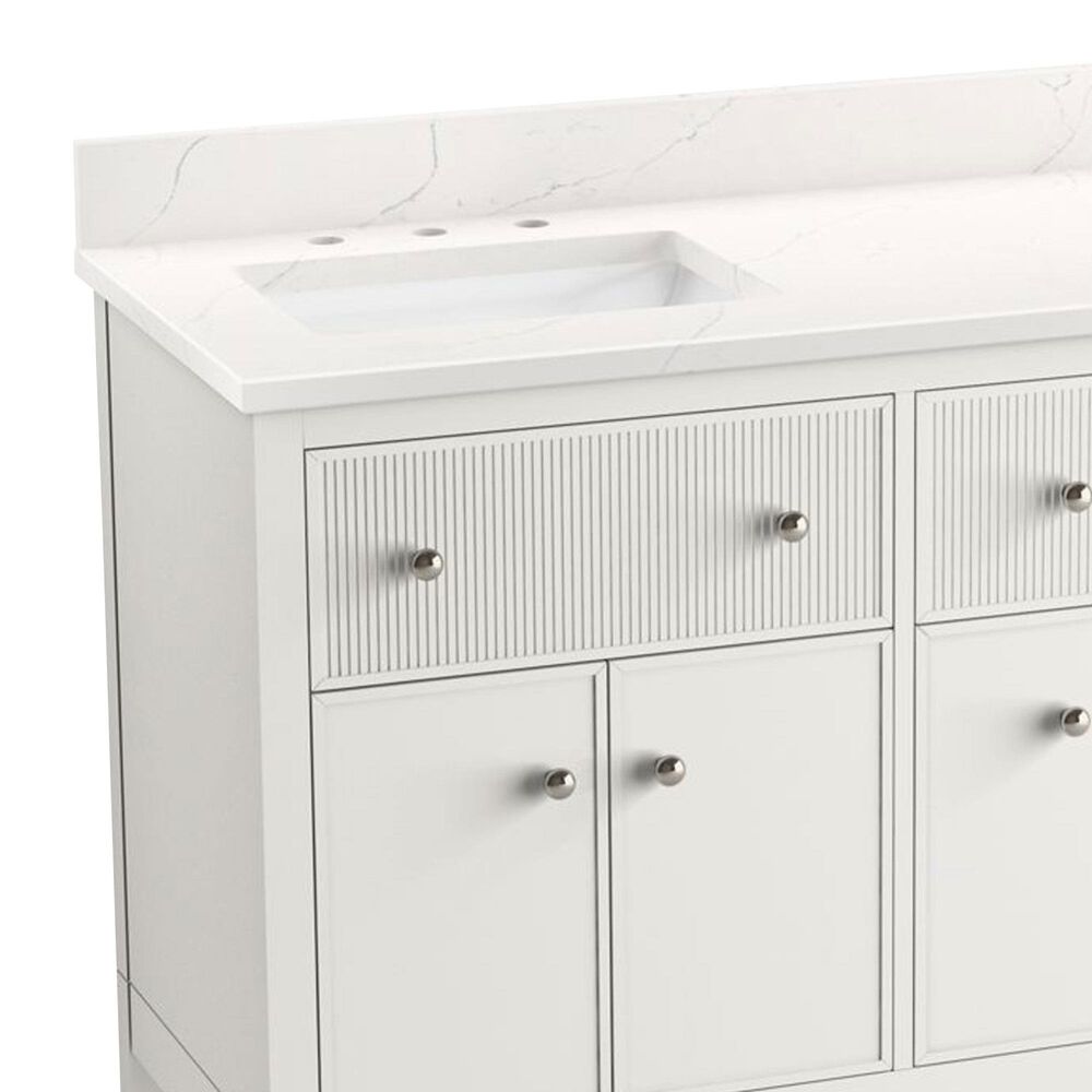 Kohler Malin 60" Double Bathroom Vanity in White with 3 cm White Quartz Top and Rectangular Sinks, , large