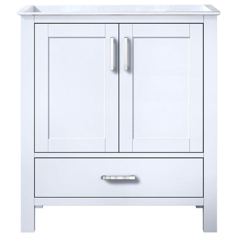 Lexora Home Jacques 30&quot; Single Bathroom Vanity in Navy Blue with 2 cm White Quartz Top, Rectangular Sink and 28&quot; Mirror, , large