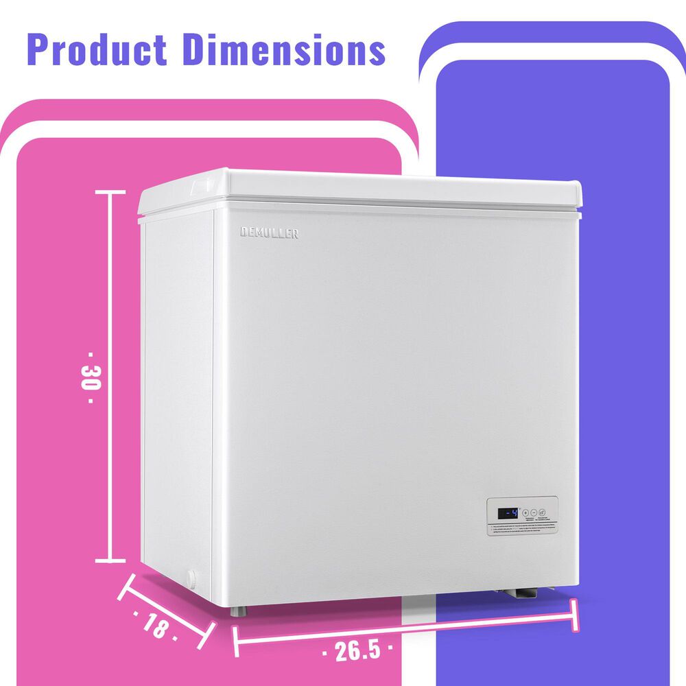HOMLUX 5 Cu. Ft. Deep Chest Freezer with Removable Basket in White, , large