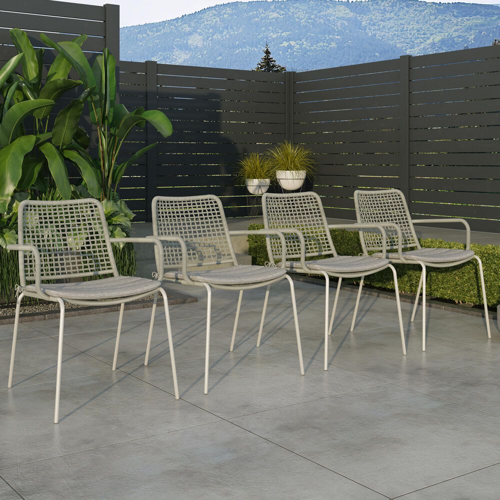Amazonia Oberon Patio Arm Chair in Gray (Set of 4), , large