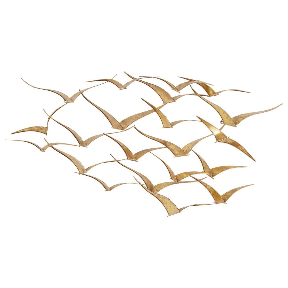 Maple and Jade 21" x 47" Flocking Bird Wall Decor in Gold, , large