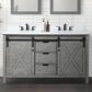 Lexora Home Marsyas 60" Double Bathroom Vanity in Ash Grey with 2 cm White Cultured Marble Top and Rectangular Sinks, , large