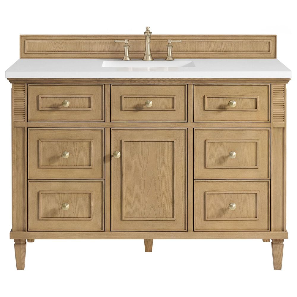 James Martin Vanities Lorelai 48&quot; Single Vanity in Light Natural Oak with 3 cm White Zeus Quartz Top, , large