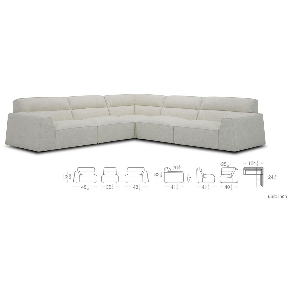 Interlochen 5-Piece Modular Leather Sectional in York Taupe, , large