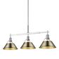 Golden Lighting Orwell 3-Light Linear Pendant with Aged Brass Shade in Chrome, , large