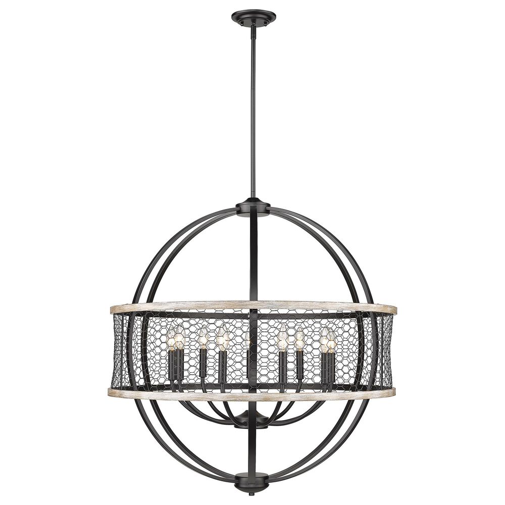 Golden Lighting Roost 9-Light Chandelier with Chicken Wire Shade in Matte Black, , large