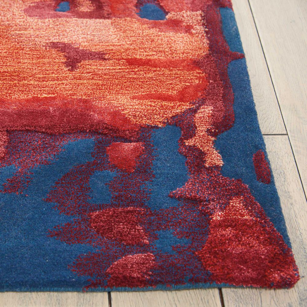 Nourison Prismatic PRS13 3&#39;9&quot; x 5&#39;9&quot; Blue and Flame Area Rug, , large