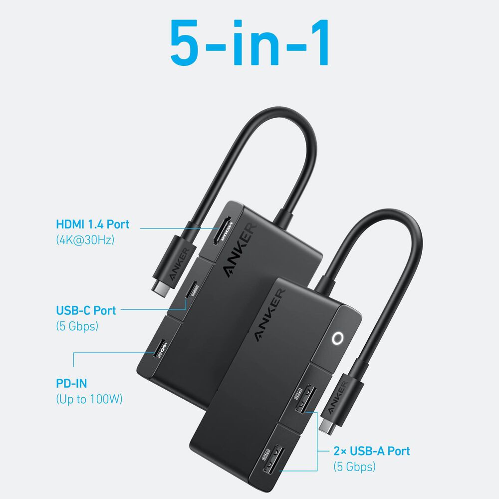 Anker 332 5-In-1 USB-C Hub in Black, , large